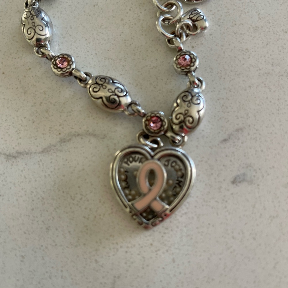 Brighton Elegant Silver and Pink Heart Bracelet